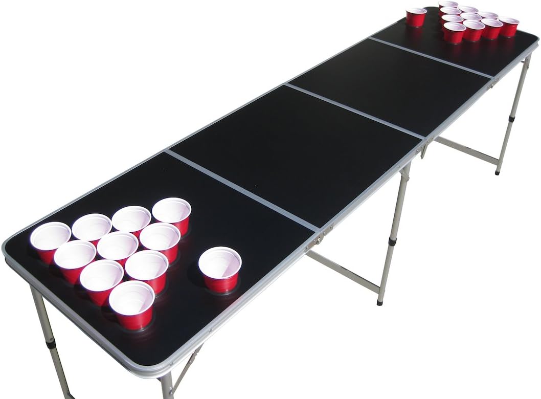 Blank Black Plain Customizable Beer Pong Table with Predrilled Cup Holes
