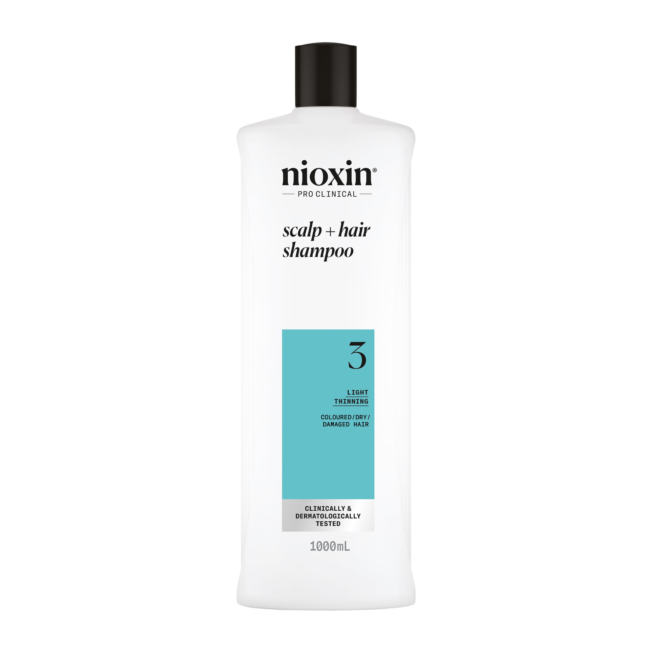 Nioxin System 3 Scalp + Hair Shampoo - Hair Thickening Shampoo For Coloured, Dry and Damaged Hair with Light Thinning - with Biotin & Niacinamide, 1L