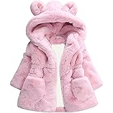 Yimoon Girls Winter Fleece Coats Kids Warm Jacket Cute Ear Hooded Thicken Fuzzy Outerwear