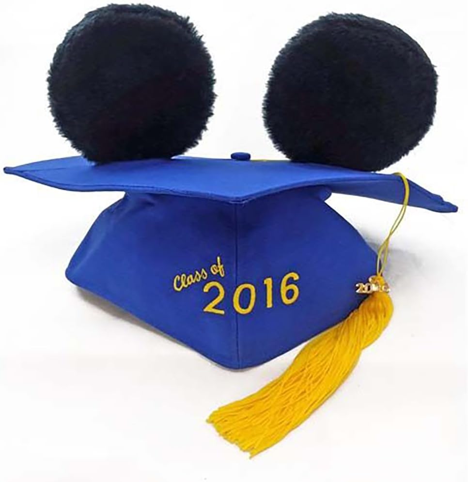 2016 Mickey Mouse Graduation Ears Blue Mortarboard with Golden Class of 2016 Stitching