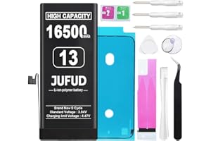 JUFUD 16500mAh Replacement Battery for iPhone 13, High-Capacity 0 Cycle Li-Polymer Battery - Compatible with Models A2482 A2631 A2634 A2635 A2633 Includes Full Repair Kit