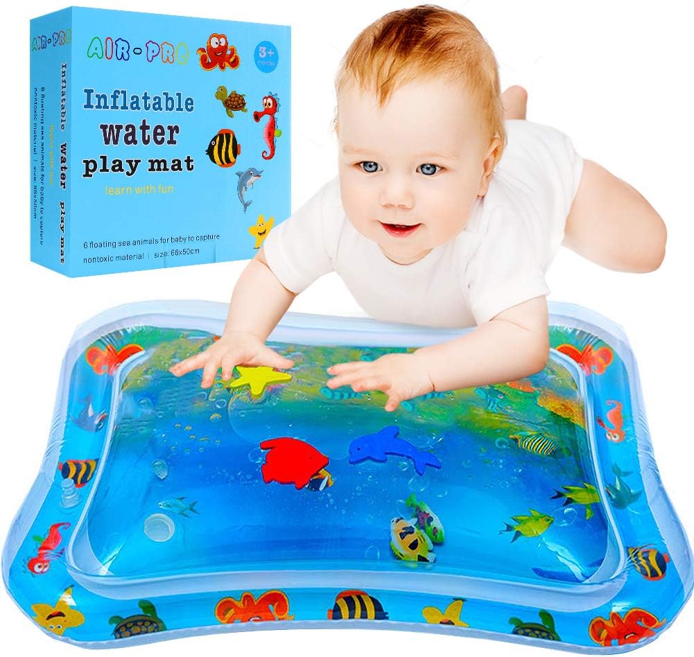 WILLNORN Inflatable Tummy Time Premium Water Mat Infants & Toddlers, The Perfect Fun Time Play Activity Center Your Baby's Stimulation Growth (26" X20'')
