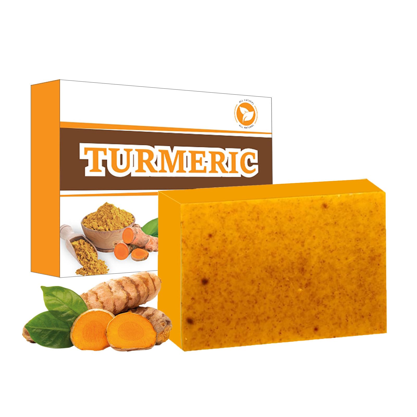 Turmeric Soap Bar for Body & Face - Natural Kojic Acid, Collagen, Vitamin C, Dark Spot Remover for Even Skin Tone, Dark Spots, Smooth Skin (100g)