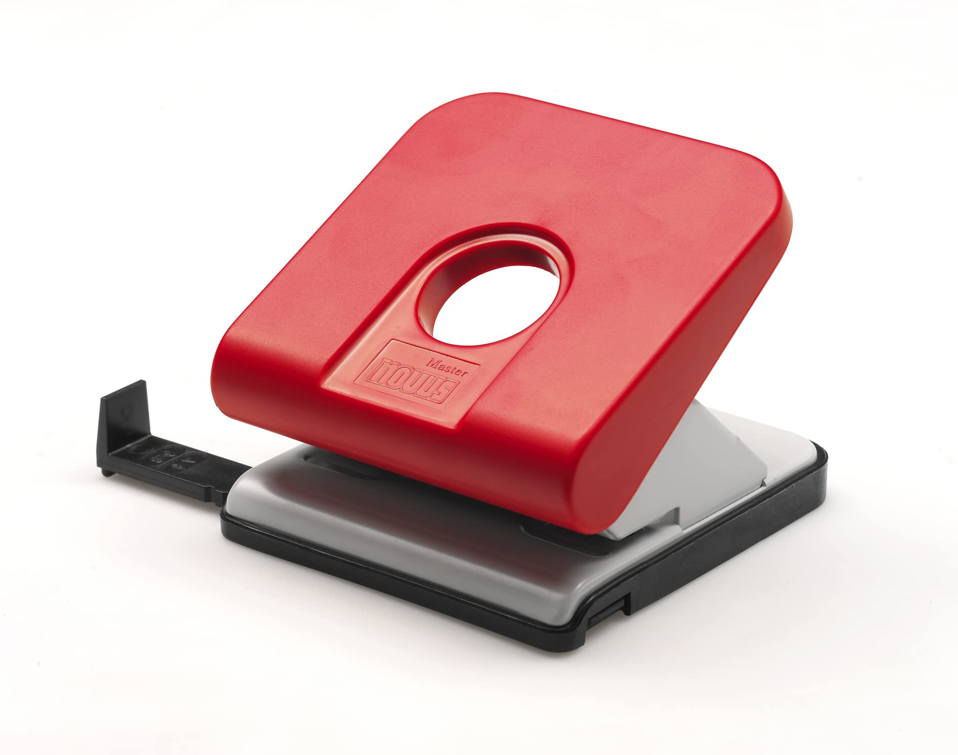 Novus Master Hole Punch 25 Sheets Hole Capacity with Stop Rail Reliable Office Hole Punch Red