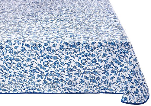 BLUE WHITE FLORAL 6-8 SEAT 70x90" 178X229CM RECTANGULAR PVC TABLECLOTH