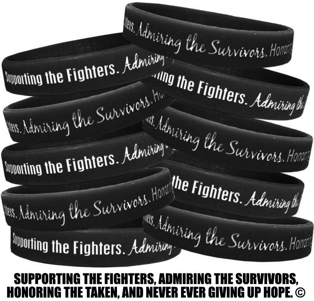 Fight Like a Girl Supporting, Admiring, Honoring Silicone Wristband Bracelet (10 Pack)
