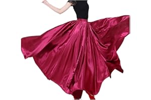 BACKGARDEN Ladies 20 Yard Elegant Satin Long Full Skirt for Ballroom Belly Dance Performance Costume Dress