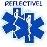 Reflective Star of Life Hard Hat Stickers, 2 inches - Fire Rescue Helmet Vinyl Decals Paramedic EMT Ambulance Labels Badges CPR AED First Aid Nurse RN DMT (2in)