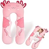 IFOYO Axolotl U-Shape Kids Body Pillow, 43" Minky Kids Full Body Pillow for Sleeping, Reading, ADHD & Sensory Relief, Kid Animal Cuddle Pillows Washable Cover Snuggle Fun Hug Gift for Boys & Girls
