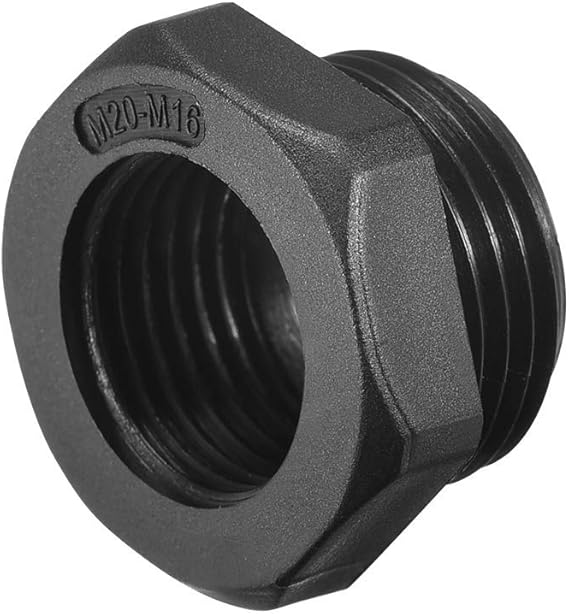 Reduced Threaded Sockets Connector Adapter Nylon M20 Male Thread to M16 Female Thread Black