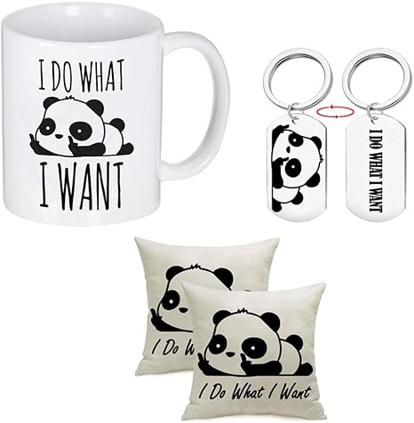 Amazon Com Panda Gifts Sets For Men Women Kids Mom Dad Mother Father Friends 1pcs Panda Coffee Mug 1pcs Panda Keychain 2pcs Panda Pillow Covers Kitchen Dining
