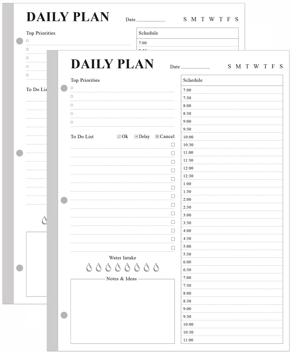 Photo 1 of (2-Pack) Undated Daily Planner Refill - A4 Planner Inserts, 200 Sheets/400 Pages Planner and Lined Refill, 3 Hole Punched To Do List Refills, 100 gsm White Paper, 8.5'' x 11''