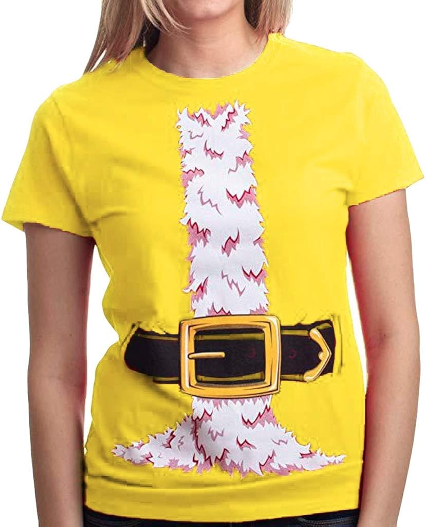 Ugly Xmas T-Shirt, Crazylover Womens 3D Santa Claus Belt Prints Short-Sleeve Tees Loose Casual Tops Blouse
