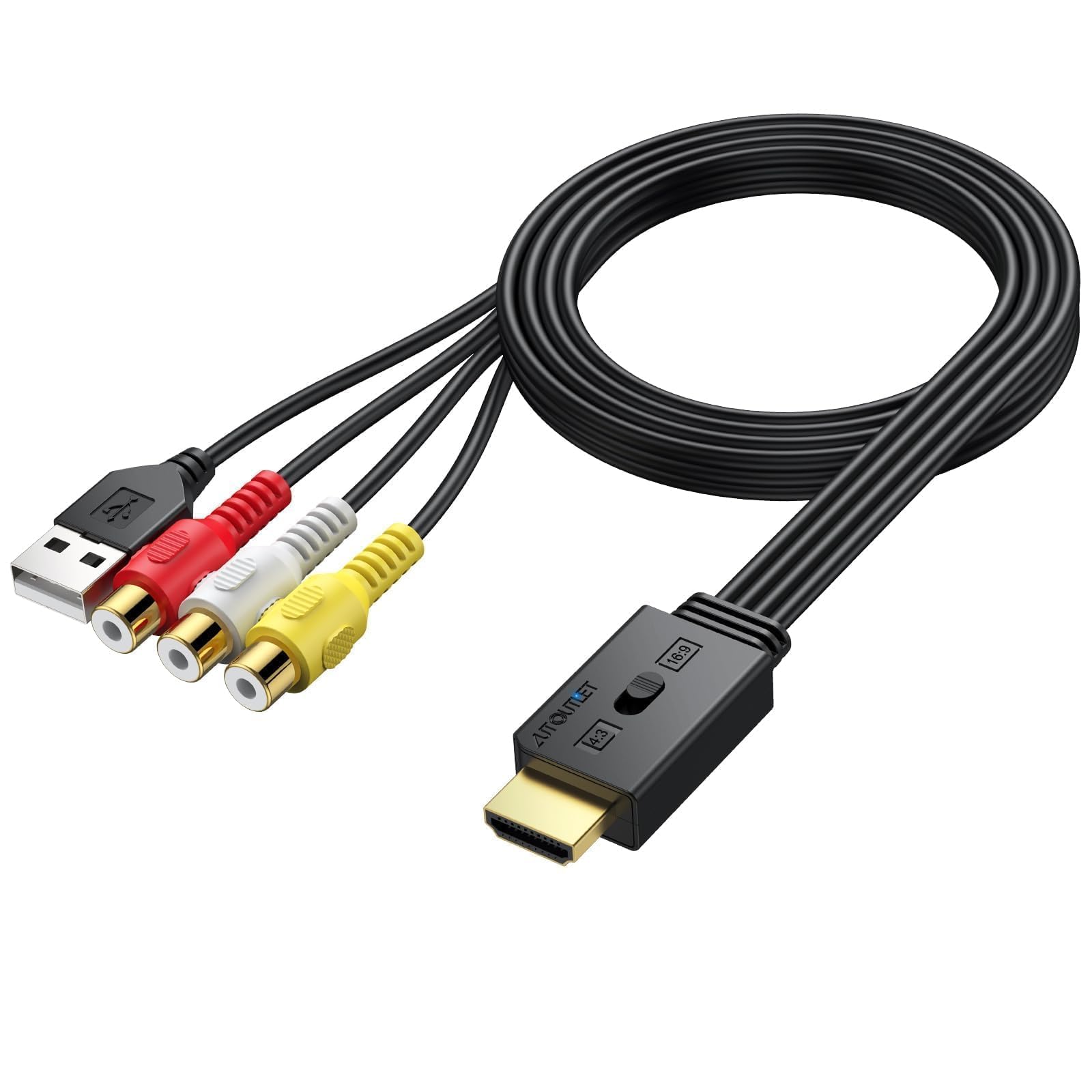 Support Pal AUTOUTLET RCA to HDMI Converter with Aspect Ratio Switch (4:3/16:9 ...