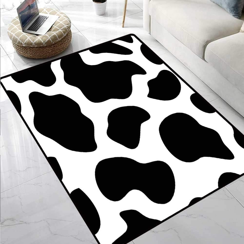 Cow Print Bathroom Rugs Hide of a Cow with Black Spots Abstract and