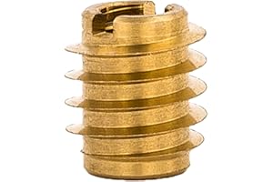 E-Z LOK Knife Threaded Insert for Hard-Wood, Brass Thread Inserts 8-32 Internal Threads, 0.375" Length Pack of 25