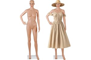NOVA MICRODERMABRASION Female Mannequin Full Body with Adjustable Head, Flexible Limbs 69" Detachable Design Dress Form with Metal Base for Clothing Display (Skin, Female)