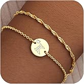 Gold Initial Heart Bracelets for Girl Women Trendy, Layered Dainty Initial Gifts Personalized Disc Letter Charm A-Z Bracelets for Teen Girl Women Jewelry Gifts