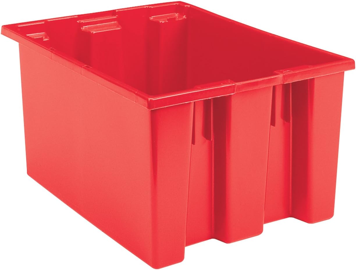 Akro-Mils 35300 Nest and Stack Plastic Storage and Distribution Tote, 29.5-Inch L by 19.5-Inch W by 15-Inch H, Red, Case of 3