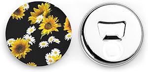 Sunflower Bottle Opener Refrigerator Magnets Fridge Magnet Decor for Kitchen Home Office Wine Openers Gift Pack of 2