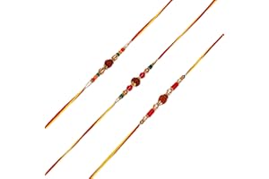 SAJTOX Pack of 3 Traditional Rudraksha Rakhi Set for Brothers | Handcrafted Rakhi with Beads, Pearls & Sacred Rudraksha | Raksha Bandhan & Bhaidooj Gift for Men
