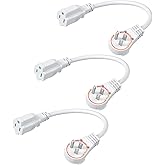DEWENWILS 360° Rotating Flat Plug Extension Cord 1 Foot, 14/3 Gauge 3 Prong Grounded Wire, 15A/1875W Heavy Duty Power Cord, S