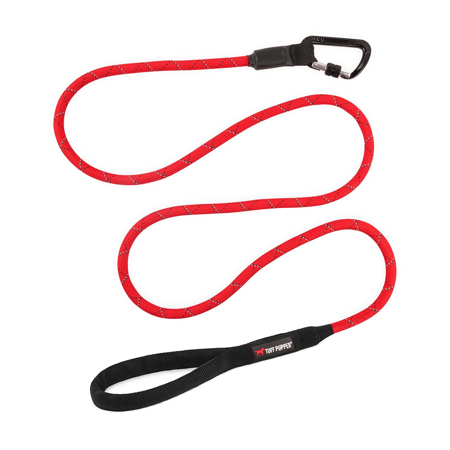 Photo 1 of Sentry Heavy Duty Rope Dog Leash - 6 Foot Reflective Leash with Lockable Metal Carabiner for Medium & Large Dogs - Crimson Red