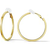 FAN&LOUIS Clip On Hoop Earrings Women,14K Gold Women's Clip-On Earrings Large Hoops Trendy for Non-Pierced Ears Lightweight 2026