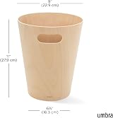 Umbra Woodrow 2 Gallon Wooden Trash Can Modern Wastebasket Natural Finish view 3