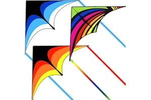 KAICIUSS 3 Pack Delta Kite Set for Adults and Kids, Single Line Beach Kites for Boys & Girls, Three Handle with String Included