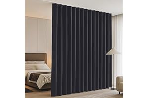 CURTAINSART Room Divider Curtains with Flexible Curtain Track Set, Blackout Privacy Curtains Bendable Track Wall Mounted for Living Room Bedroom Separation, 1 Panel Gray Drape and White Rail, W216 x L108in