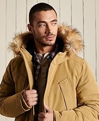 Superdry Mens Everest Parka Coat, Slim Fit Camel