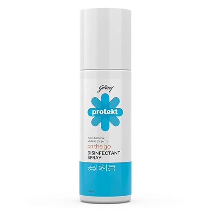 Godrej Protekt On The Go TRAVEL Disinfectant Spray (85ml)-Kills 99.9% Germs, Alcohol based, Anti-bacterial, Citrus Fragrance