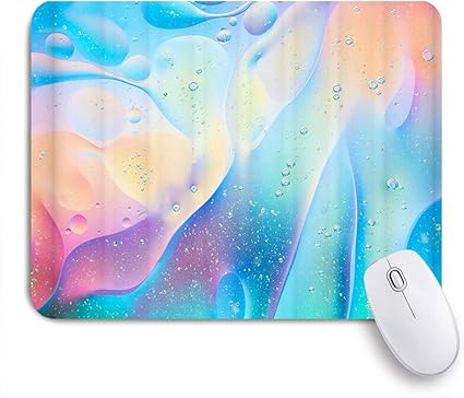 Amazon Guvicinir マウスパッド 個性的 おしゃれ 柔軟 かわいい ゴム製裏面 ゲーミングマウスパッド Pc ノートパソコン オフィス用 デスクマット 滑り止め 耐久性が良い おもしろいパターン 虹のような水と混合した油の美しい抽象的な背景マクロ Guvicinir マウス