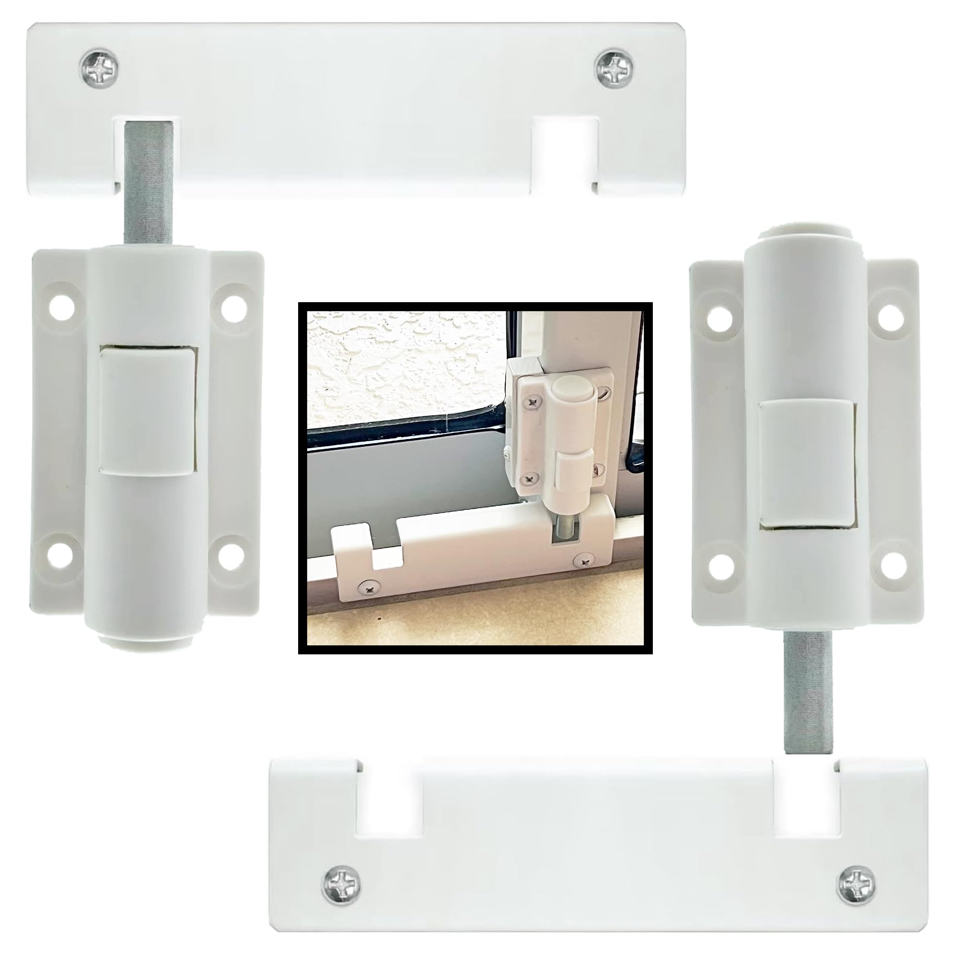 Photo 1 of 2 Pack Sliding Patio Door Foot Kick Lock, A Secondary Childproof Additional Security, Universal Fits for Any Sliding Door and Window Top or Bottom Rails, White
