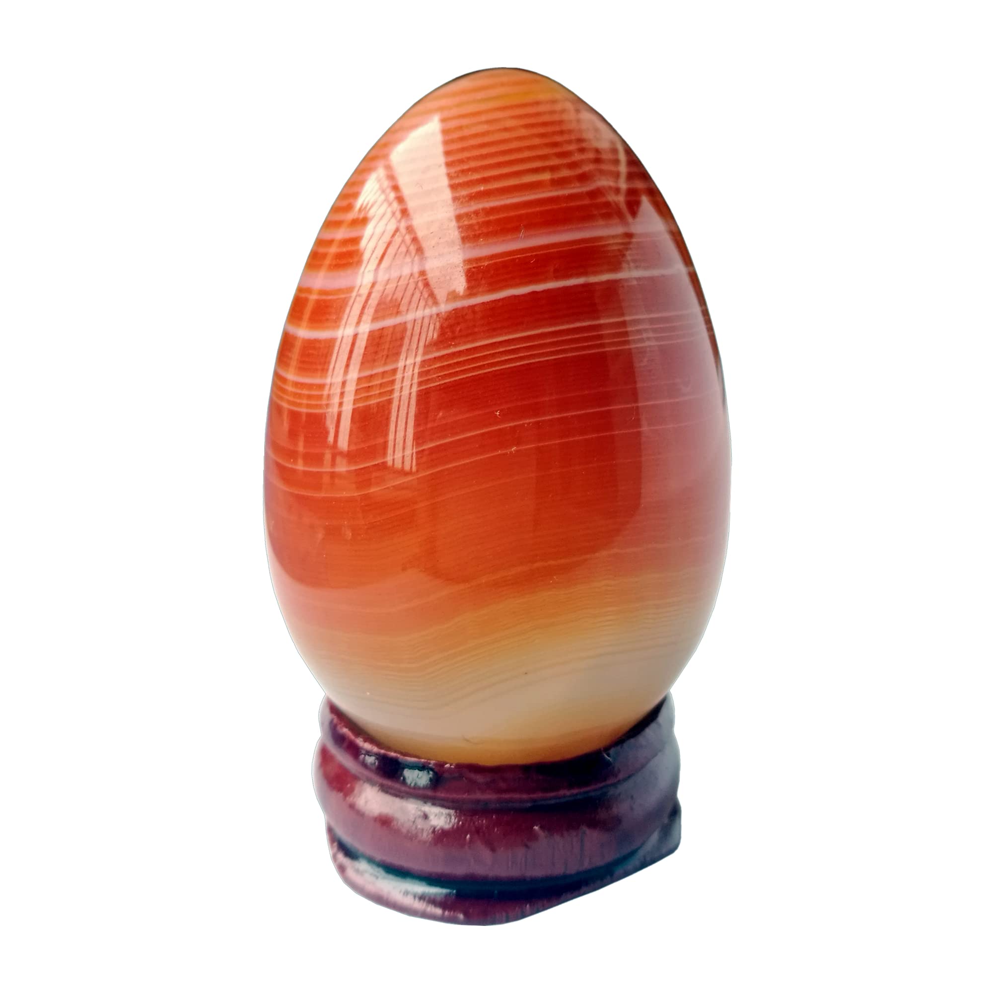Manekieko Natural Carnelian Egg-Shape Meditation Chakra And Home Decor Balancing Gemstone and Crystals Figurines Kit,35 * 50mm Reiki Healers And Yoga Practioner With Wooden Stand