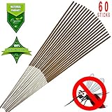 KKPOT Mosquito Repellent Sticks, 100% Natural Citronella Lemongrass Outdoor Bug Insect Incense Sticks (Pack of 60)