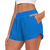 NIASHOT 3'' Athletic Workout Running Shorts for Women Knit Waistband Pocket with Liner