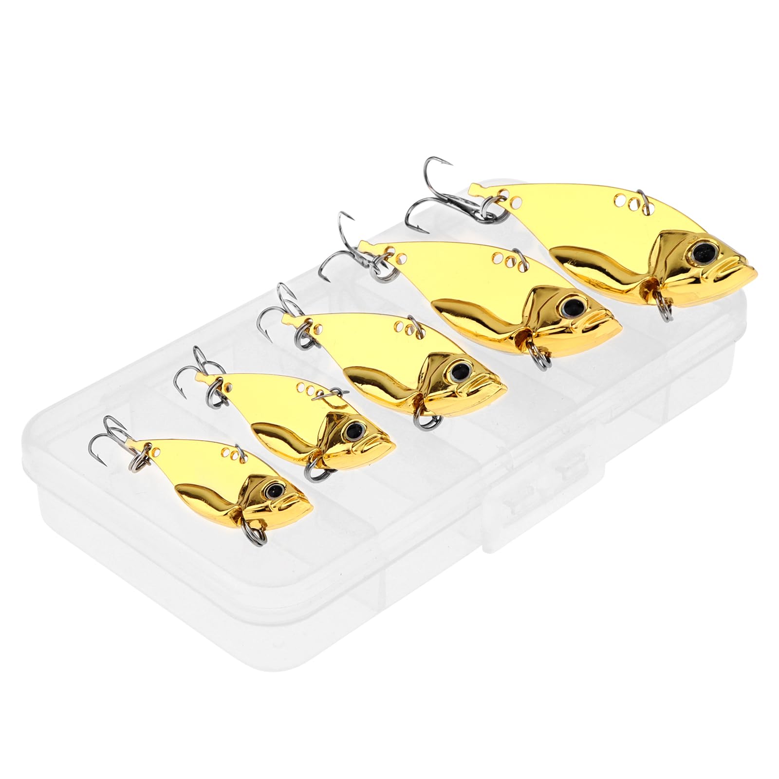 OriGlam 5pcs Fishing Spoons Hard Lure, Metal Lures Hard Baits for Bass Walleye Trout (Gold)