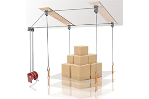 XHUIC Overhead Garage Ceiling Storage Lift System,Safe Anti-Drop Overhead Garage Storage Pulley Lift System,300lb Load Capacity,Easy One-Person Operation,Ceiling Storage Mounted Not Include Racks