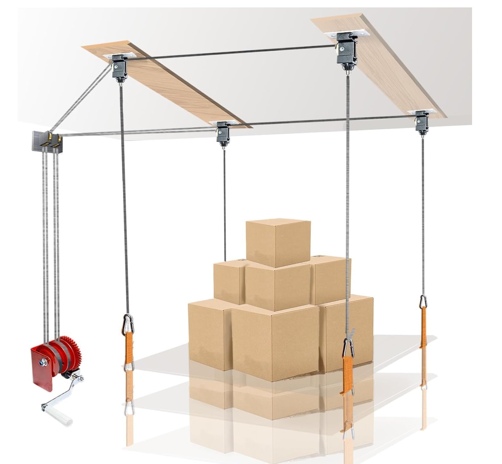 Photo 1 of Overhead Garage Ceiling Storage Lift System,Safe Anti-Drop Overhead Garage Storage Pulley Lift System,300lb Load Capacity,Easy One-Person Operation,Ceiling Storage Mounted Not Include Racks