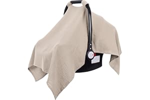 Metplus Muslin Car Seat Cover for Babies - Carseat Stroller Cover Infant Stroller Covers for Boys and Girls, Breathable & Lightweight, Fits Most Strollers & Baby Car Seats