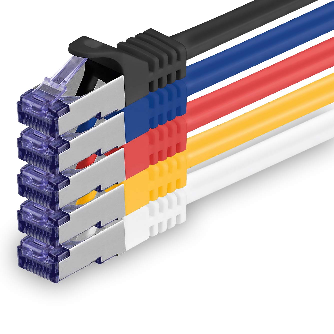 1aTTack.de 5x 1.5 M CAT7 network cable - 10 Gigabit - RJ45 patch cable Ethernet cable (SFTP PIMF LSZH CU) - for DSL LAN Switch Modem Router Patch Panel CAT7 CAT6 CAT5 - multicolored