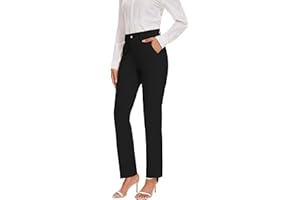 KICZOY Women's Stretch Business Straight Leg Dress Pants with Pockets Wear to Work Casual Suitpants