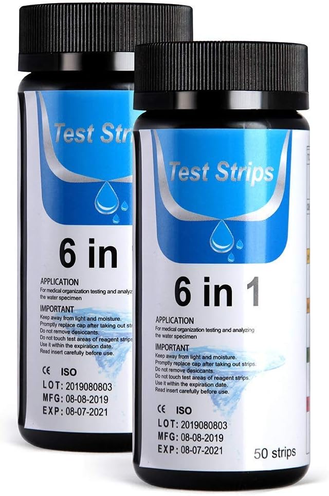 EPLST ph Pool Test Strips,6 Way Test Strips Pool 100acount(2pack) Pool Water &Spa Test Strips for Hot Tubs Accurate Test pH, Chlorine, Bromine, Hardness and More. (2PACK(100PCS))