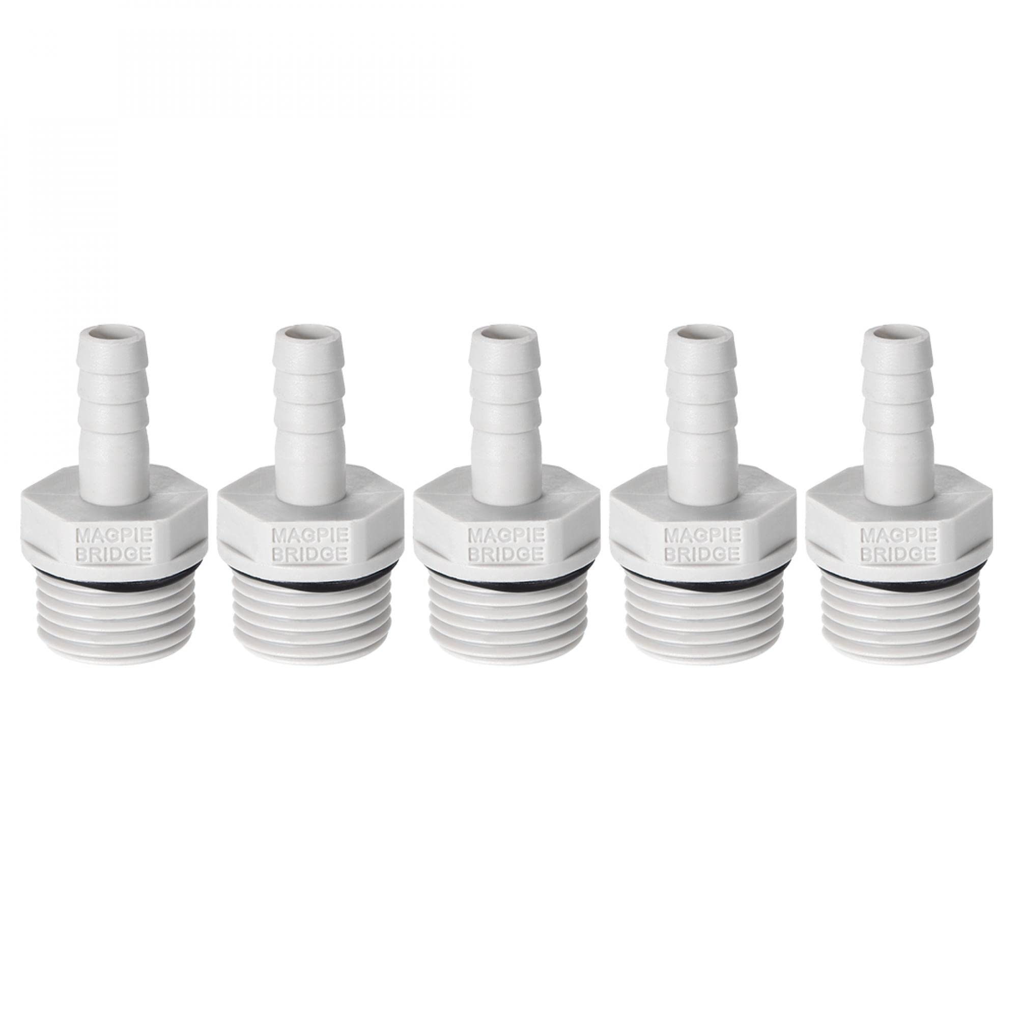 sourcing map PVC Barb Hose Fitting Connector Adapter 8mm or 5/16" Barbed x 1/2" G Male Pipe 5pcs