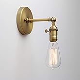 PERMO Industrial Mini Single Sconce Adjustable Simple Metal Wall Sconces Wall Mount Light Fixture, Hardwired, E26 Base, Gold