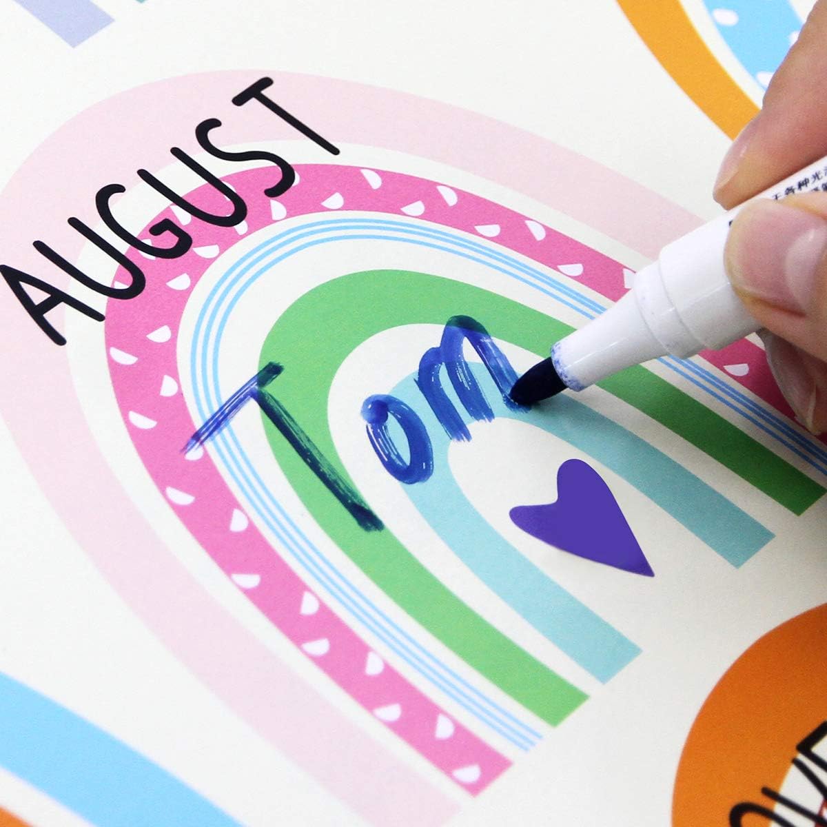 Happy Birthday Poster Chart Bright Color Rainbow with Dots 17" x 22" Class Birthday Decoration : Office Products