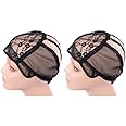 YANTAISIYU 2 pcs/lot Wig Caps for Making Wigs with Elastic Band on the Back Easy Weaving Ventilated Wig Caps with Plastic (Black M 22 inch)
