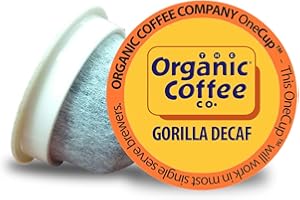 The Organic Coffee Co. Compostable Coffee Pods - Gorilla Decaf (80 Ct) K Cup Compatible including Keurig 2.0, Medium Roast, Swiss Water Processed, USDA Organic